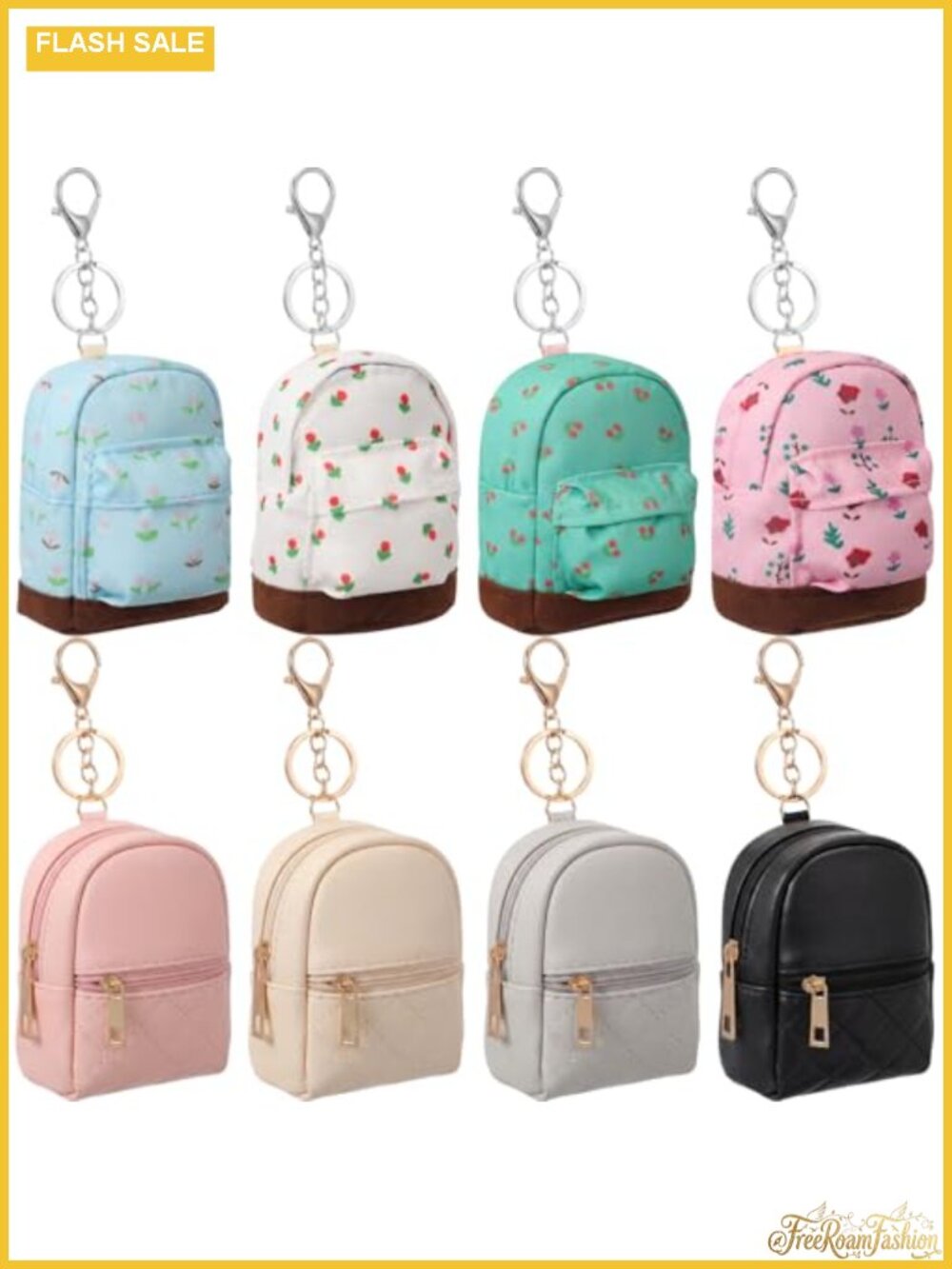 PU Leather Mini Backpack Keychain Coin Purse Set of 8 Zipper Pouch
